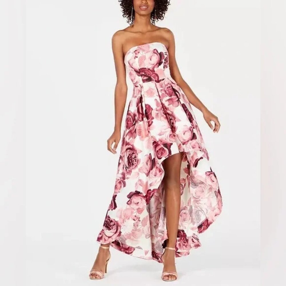 Floral High-Low Prom Dress